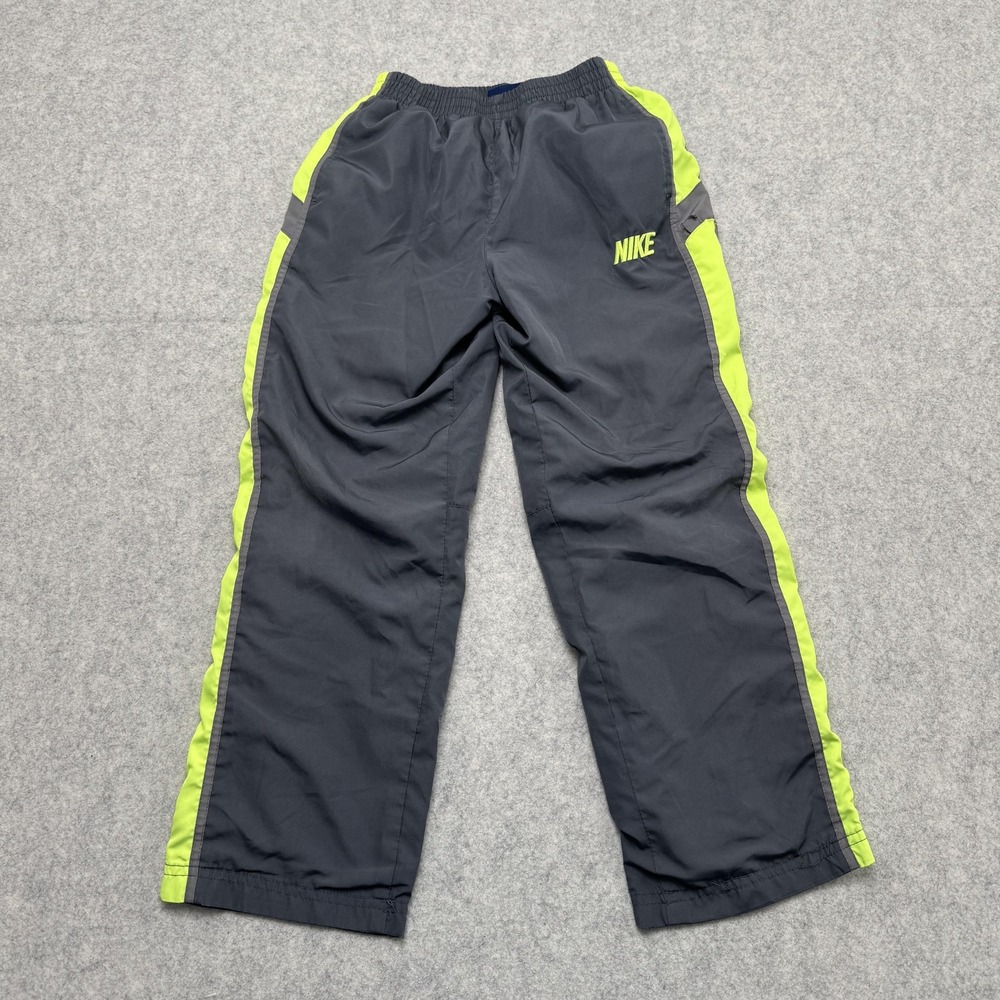 Nike Pants Boys 7 (19x20) Gray Green Track Colorblock Elastic Waist Athletic